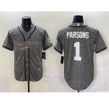 Men's Green Bay Packers #1 Micah Parsons Gray Cool Base Stitched Baseball Jersey