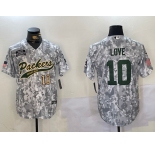 Men's Green Bay Packers #10 Jordan Love 2024 Arctic Camo Salute To Service Stitched Baseball Jerseys