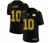 Men's Green Bay Packers #10 Jordan Love Black Leopard Print Fashion Vapor Limited Football Jersey