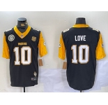 Men's Green Bay Packers #10 Jordan Love Black White Gold 2024 F.U.S.E. Home Patch Vapor Untouchable Limited Stitched Jersey