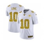 Men's Green Bay Packers #10 Jordan Love Flocked Leopard Print Vapor Limited Football Jersey White