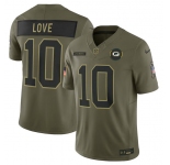 Men's Green Bay Packers #10 Jordan Love Olive 2025 Salute to Service Limited Football Stitched Jersey