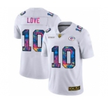 Men's Green Bay Packers #10 Jordan Love White Multi-Color 2020 Football Crucial Catch Limited Football Jersey