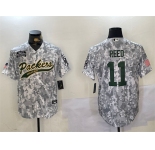 Men's Green Bay Packers #11 Jayden Reed 2024 Arctic Camo Salute To Service Stitched Baseball Jersey