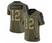 Men's Green Bay Packers #12 Aaron Rodgers 2021 Olive Camo Salute To Service Limited Stitched Football Jersey