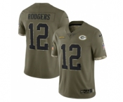 Men's Green Bay Packers #12 Aaron Rodgers 2022 Olive Salute To Service Limited Stitched Jersey