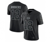 Men's Green Bay Packers #12 Aaron Rodgers Black Reflective Limited Stitched Football Jersey