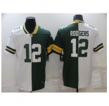 Men's Green Bay Packers #12 Aaron Rodgers Green White Limited Split Fashion Football Jersey