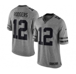 Men's Green Bay Packers #12 Aaron Rodgers Limited Gray Gridiron Football Jersey