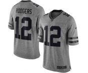 Men's Green Bay Packers #12 Aaron Rodgers Limited Gray Gridiron Football Jersey