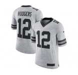 Men's Green Bay Packers #12 Aaron Rodgers Limited Gray Gridiron II Football Jersey