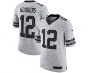 Men's Green Bay Packers #12 Aaron Rodgers Limited Gray Gridiron II Football Jersey