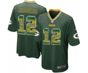 Men's Green Bay Packers #12 Aaron Rodgers Limited Green Strobe Football Jersey