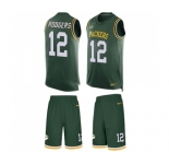 Men's Green Bay Packers #12 Aaron Rodgers Limited Green Tank Top Suit Football Jersey