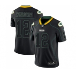 Men's Green Bay Packers #12 Aaron Rodgers Limited Lights Out Black Rush Football Jersey
