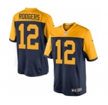 Men's Green Bay Packers #12 Aaron Rodgers Limited Navy Blue Alternate Football Jersey