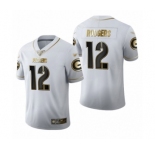 Men's Green Bay Packers #12 Aaron Rodgers Limited White Golden Edition Limited Football Jersey