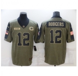 Men's Green Bay Packers #12 Aaron Rodgers Nike Olive 2021 Salute To Service Limited Player Jersey