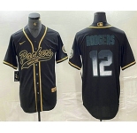 Men's Green Bay Packers #12 Aaron Rodgers Vapor Smoke Fashion With Patch Cool Base Stitched Baseball Jersey