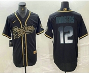 Men's Green Bay Packers #12 Aaron Rodgers Vapor Smoke Fashion With Patch Cool Base Stitched Baseball Jersey