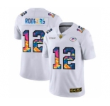 Men's Green Bay Packers #12 Aaron Rodgers White Multi-Color 2020 Football Crucial Catch Limited Football Jersey