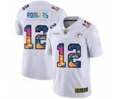 Men's Green Bay Packers #12 Aaron Rodgers White Multi-Color 2020 Football Crucial Catch Limited Football Jersey