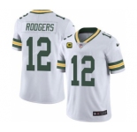 Men's Green Bay Packers #12 Aaron Rodgers White With 4-star C Patch Vapor Untouchable Stitched NFL Limited Jersey