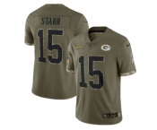 Men's Green Bay Packers #15 Bart Starr 2022 Olive Salute To Service Limited Stitched Jersey