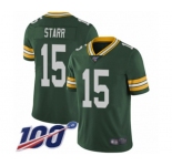 Men's Green Bay Packers #15 Bart Starr Green Team Color Vapor Untouchable Limited Player 100th Season Football Jersey