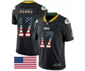 Men's Green Bay Packers #17 Davante Adams Limited Black Rush USA Flag Football Jersey