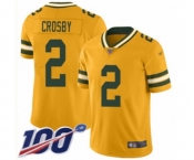 Men's Green Bay Packers #2 Mason Crosby Limited Gold Inverted Legend 100th Season Football Jersey