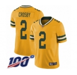 Men's Green Bay Packers #2 Mason Crosby Limited Gold Rush Vapor Untouchable 100th Season Football Jersey