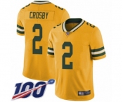 Men's Green Bay Packers #2 Mason Crosby Limited Gold Rush Vapor Untouchable 100th Season Football Jersey