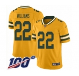Men's Green Bay Packers #22 Dexter Williams Limited Gold Inverted Legend 100th Season Football Jersey
