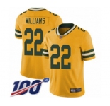 Men's Green Bay Packers #22 Dexter Williams Limited Gold Rush Vapor Untouchable 100th Season Football Jersey