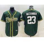 Men's Green Bay Packers #23 Jaire Alexander Green With Patch Cool Base Stitched Baseball Jersey