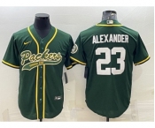 Men's Green Bay Packers #23 Jaire Alexander Green With Patch Cool Base Stitched Baseball Jersey