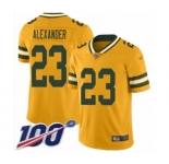 Men's Green Bay Packers #23 Jaire Alexander Limited Gold Inverted Legend 100th Season Football Jersey