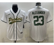 Men's Green Bay Packers #23 Jaire Alexander White With Patch Cool Base Stitched Baseball Jersey