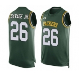 Men's Green Bay Packers #26 Darnell Savage Jr. Limited Green Player Name & Number Tank Top Football Jersey