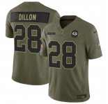 Men's Green Bay Packers #28 A. J. Dillon Olive 2025 F.U.S.E. Salute to Service Limited Football Stitched Jersey