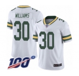 Men's Green Bay Packers #30 Jamaal Williams White Vapor Untouchable Limited Player 100th Season Football Jersey