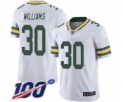 Men's Green Bay Packers #30 Jamaal Williams White Vapor Untouchable Limited Player 100th Season Football Jersey