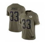 Men's Green Bay Packers #33 Aaron Jones 2022 Olive Salute To Service Limited Stitched Jersey