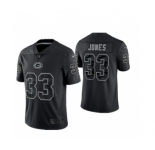 Men's Green Bay Packers #33 Aaron Jones Black Reflective Limited Stitched Football Jersey