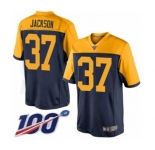 Men's Green Bay Packers #37 Josh Jackson Limited Navy Blue Alternate 100th Season Football Jersey