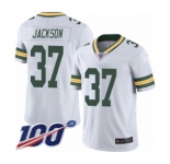 Men's Green Bay Packers #37 Josh Jackson White Vapor Untouchable Limited Player 100th Season Football Jersey