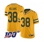 Men's Green Bay Packers #38 Tramon Williams Limited Gold Inverted Legend 100th Season Football Jersey