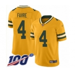 Men's Green Bay Packers #4 Brett Favre Limited Gold Inverted Legend 100th Season Football Jersey