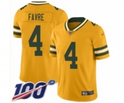 Men's Green Bay Packers #4 Brett Favre Limited Gold Inverted Legend 100th Season Football Jersey